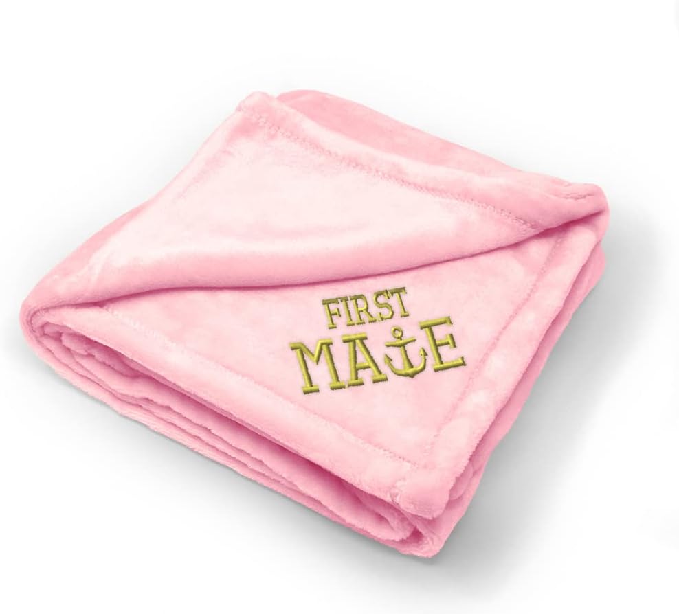 Nursery Bedding Baby Blankets for Boys & Girls Gold Letters First Mate Polyester