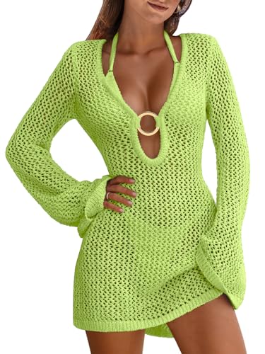 Image of ANRABESS Women Beach Crochet Cover Ups Summer Knit Swimwear Mesh Bathing Suit Hollow Out Dress 2026 Vacation Swimsuit
