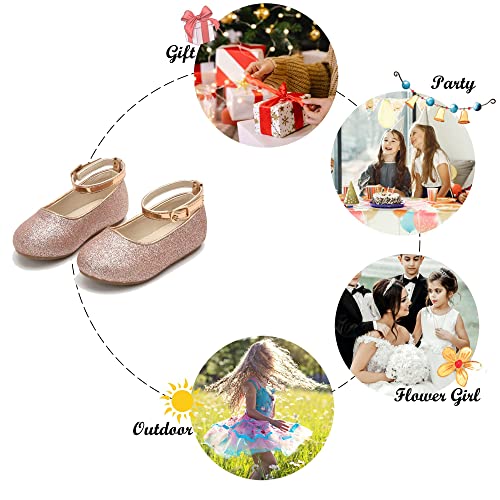 Image of Felix & Flora Girls Toddler Little Ballet Shoes - Flower Girls Mary Jane Flats Dress Shoes Party Wedding