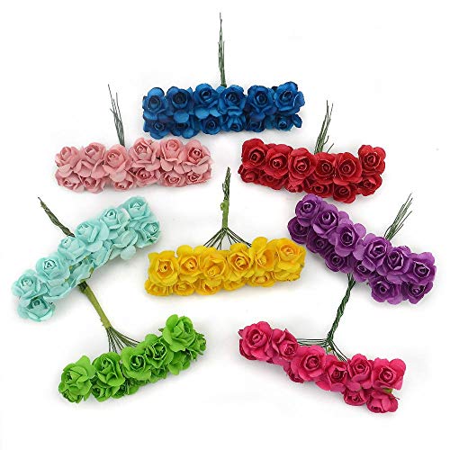 Zorpia 144Pcs 3/5 Inch Assorted Colors Mini Paper Flowers Artificial Paper Flowers For Crafts And Decoration (Yellow) #TOP5