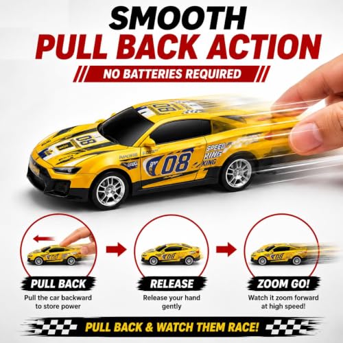 Image of Brand Conquer 48 PCS Pull Back Racing Cars Set with Foldable Storage Container & Racing Track | Mini Toy Car Collection Gift Box | Portable Carry Case | Friction Powered Cars for Boys & Girls