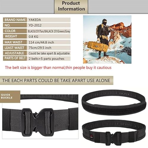 Taktyczny pasek bojowy Quick Release Heavy Duty Rigger Belt dla mężczyzn, 1,75 cala, idealny do airsoftu i aktywności na świeżym powietrzu