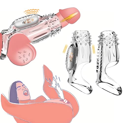 Vibrating Penis Sleeve Cock Ring, 2 Pack Reusable Soft Cock Sleeve Couple Vibrator, Delay Ejaculation Stronger Erection, Silicone Penis Pump Enlarge Sleeves Girth Adult Sex Toys for Couples Men