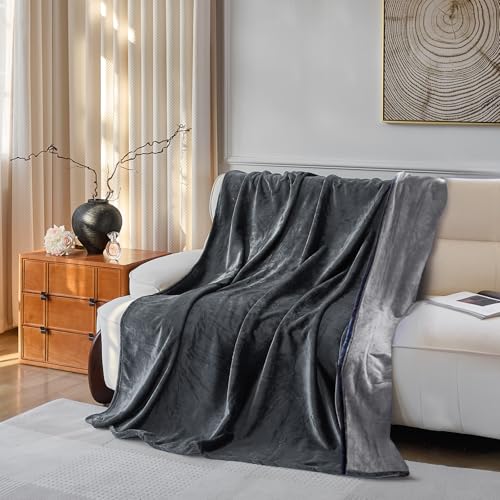 YISURE wasserdichte Decke waschbar für Paare 153x102, Dunkelgrau/Hellgrau Kuscheldecke Reversibel, wasserfeste Auslaufsichere Hundedecke Katzendecke zum Schutz der Couch Bettmatratze oder Möbel