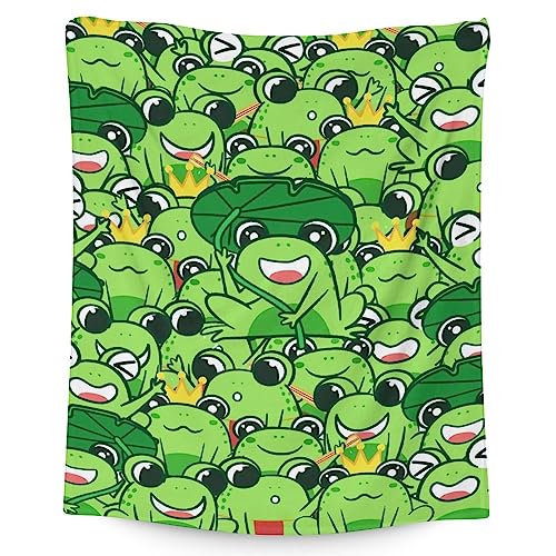 Mercuryelf Frog Throw Blanket - Soft, Fuzzy & Warm - 30x40 Inches Small Blankets for Lap, Crib - Green Novelty Throws Gift for Frog Lovers