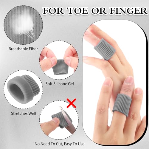 Image of Blulu 24 Pieces Toe Tubes 0.98 Inches Cushion Tube Corn Pads for Toes Sleeves Soft Gel Protectors for Cushions Corns Blisters Calluses 3 Size(Gray,Assorted Sizes)