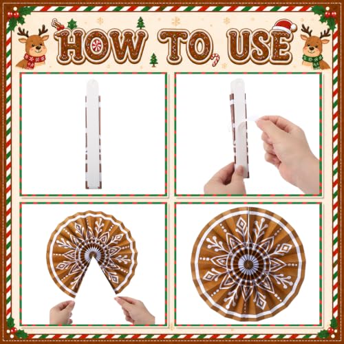 Image of Outus 9 Pcs Christmas Hanging Decoration Candy Paper Fans Decor Gingerbread
