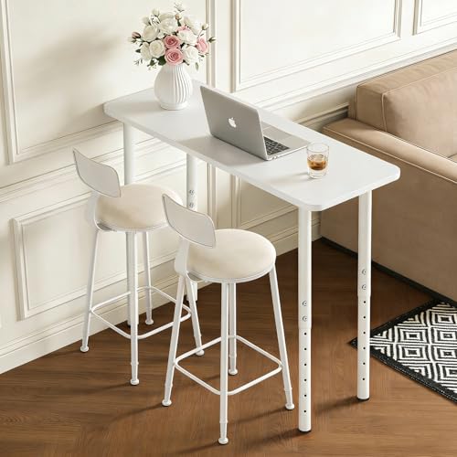 QLLY Adjustable Metal Table Leg, 24-40 inch, 60-100cm, Home Office DIY Desk Leg, Furniture Leg Set (4, White)