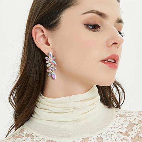 ASTRUE Rhinestone Crystal Dangle Earrings for Women, Colorful Statement Drop Earrings, Sparkling Iridescent Alloy Earrings Jewelry for Weddings, Parties & Gifts2