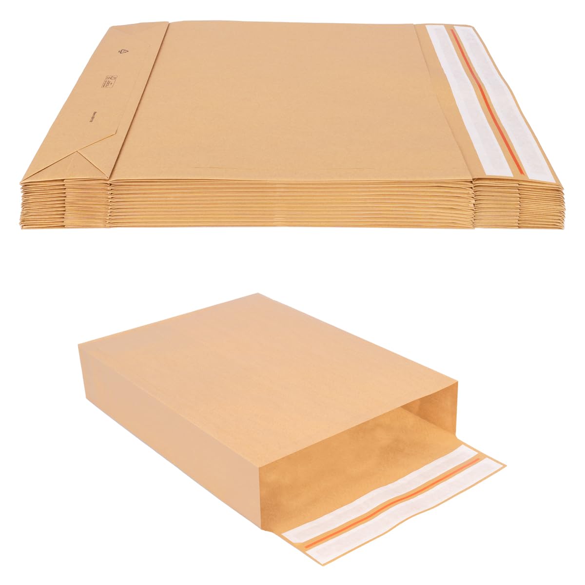verpacking Faltentaschen 500 x 400 x 100 mm Braun mit Klotzboden doppelte Haftklebung und Aufreißfaden [Größe und Stückzahl wählbar] Faltenversandtaschen aus Kraftpapier 100 Stück
