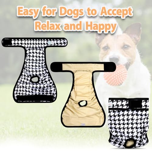 Image of Langsprit Washable Female Dog Diapers (3 Pack) - No Leak Reusable Diapers for Doggy Female in Period - Highly Absorbent Dog Heat Panties with Adjustable Snaps M