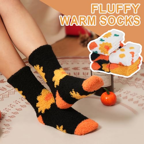 Image of floconssy Fuzzy Socks for Women Gifts, Fluffy Cozy Plush Soft Slipper Socks for Fall Winter Christmas Warm Home 5 /6 Pairs