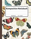  Komposition Notizbuch: Jahrgang Schmetterling Thema College Ruled Komposition Notizbuch, Einfaches Breites Liniertes Tagebuch, 7.5\