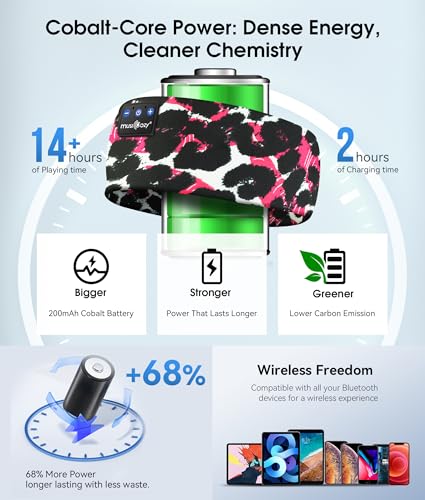 MUSICOZY Sleep Headphones Bluetooth 5.4 Headband, Wireless Earphones Music Sleep Earbuds Sleeping Eye Mask with HD Stereo Speakers for Workout Running Travel Yoga, Ideal Gifts (Black Red Lip) — view 6