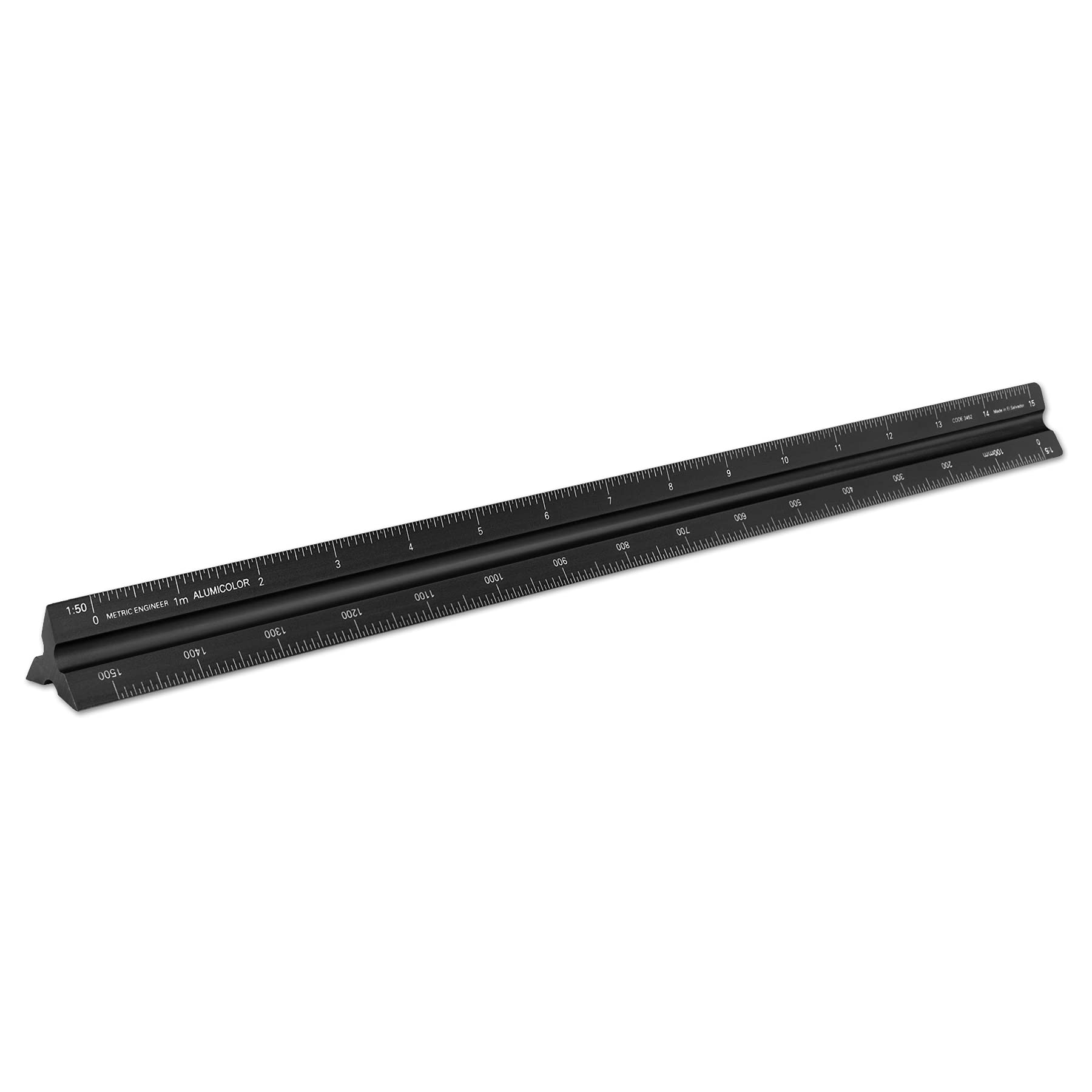 Alumicolor Aluminum Engineer Metric Solid Drafting Scale, 30 Centimeter, Black
