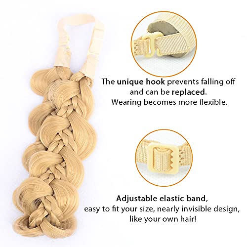 BOBIYA Kinky Gourd Synthetic Hair Braided Headband Wide Plaited Headband Elastic Stretch Plait Hairband for Women Girl (Honey Blonde) - Image 4
