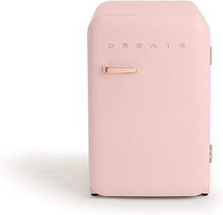 CREATE / RETRO FRIDGE 83.5 ROSE GOLD/Frigorífico rosa pastel maneta oro rosado / 98W, bajo consumo, 2 estantes, regulador temperatura, botellero, 56x54x84cm