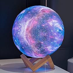 Lamparas De Mesita De Noche Arabes ZEYXINH Lampara Luna 3D Galaxia, 16 Colores LED Lámpara Noche Luna, con Control Remoto y Control Táctil,USB Luz de Noche Recargable Lámpara de Mesa LED,Regalos para Cumpleaños Navidad Niños,15cm