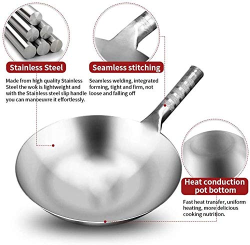 Wok tradicional de acero inoxidable 36 cm miniatura 5