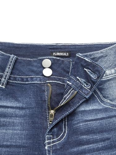 Flamingals Skinny Jeans for Women Stretchy Mid Rise Bootcut Butt Lifting Denim Pants4