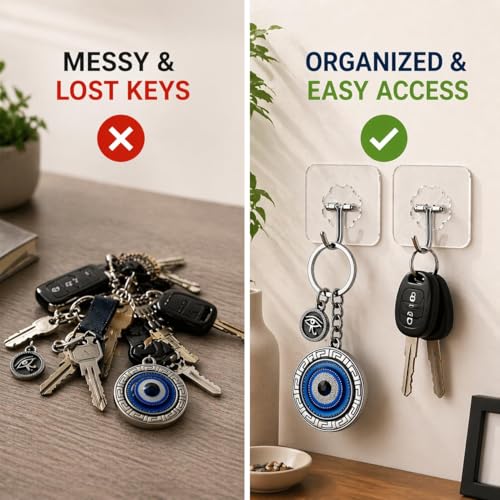 Image of AutokraftZ Evil Eye Keychain for Bike Car and Home Keys with ππ±π΅π²ππΆππ² ππΌπΌπΈ | Good Luck Protection Charm Key Ring | Stylish Evil Eye Key Chain for Positivity | Gifting & Decorative Purpose