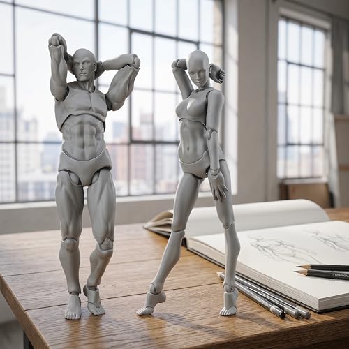 Image of Body Kun Artist Manikin Figure Drawing Supplies Drawing Tools, Mannequin for Artists Drawing Figures Model for Sketching, Painting, Artists Male (Grey)