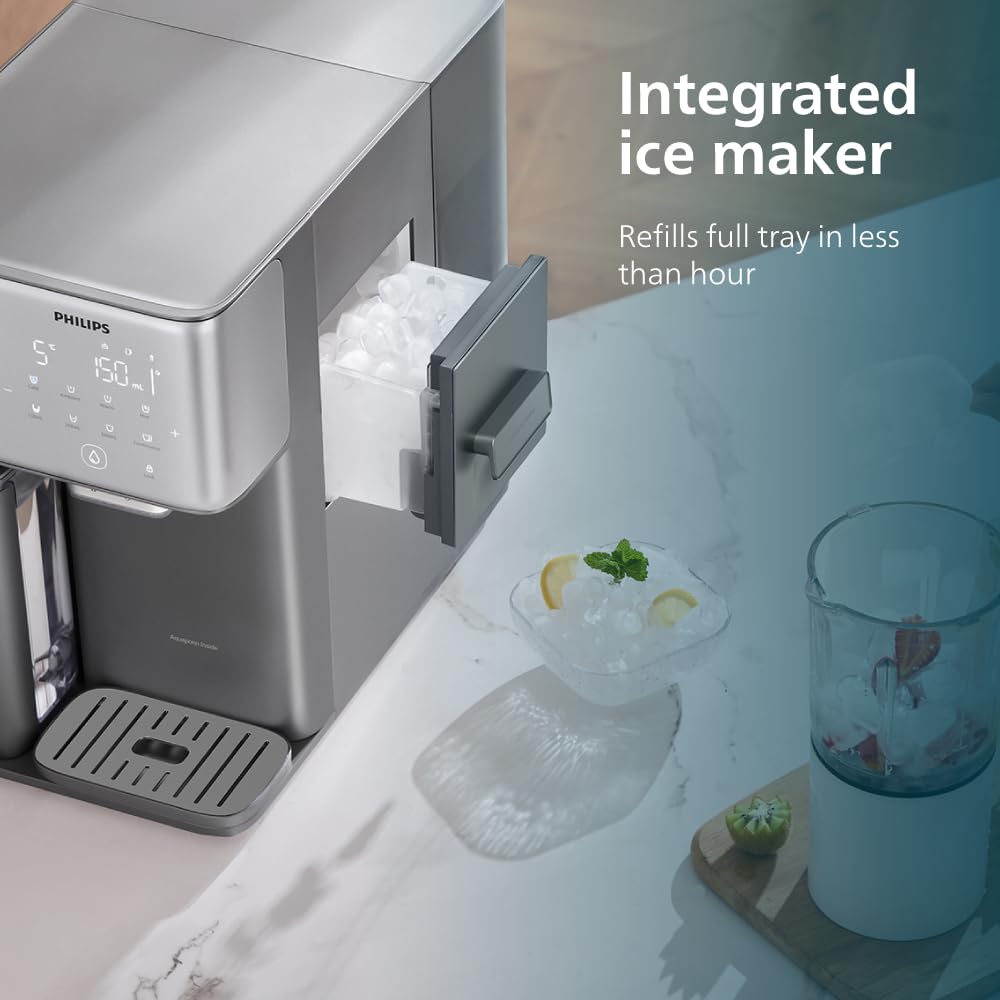 Philips Dispensador de agua por Ósmosis Inversa 9000: agua fría y caliente purificada al instante, función de hielo, minerales esenciales, filtración RO 6en1, >110 contaminantes reducidos, UV-C, 2000L