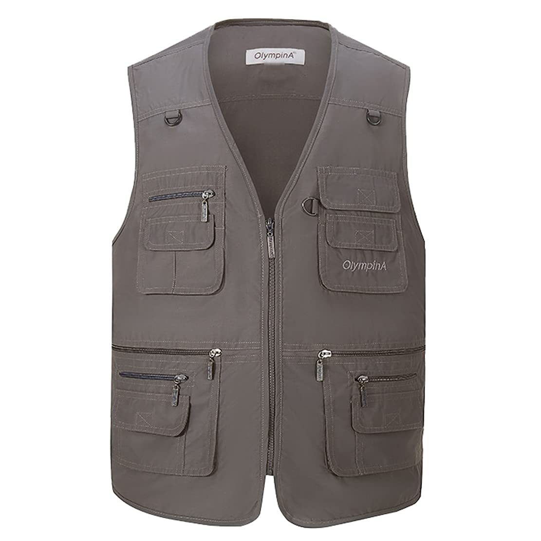 Hwalleum Men's Multifunctional Outdoor Casual Gilet, Mens Summer Lightweight Vest Waistcoat Safari Multi Pocket Working Fishing Hunting Hiking Gilets Jacket Breathable Quick Dry Photography Top