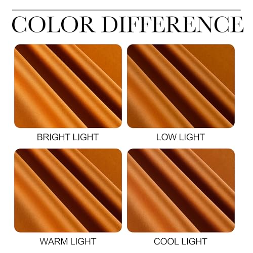 Image of NICETOWN Room Darkening Cafe Satin Curtains for Small Windows, 42 inch Wide by 84 inch Long, 2 Panels, Orange, Grommet Privacy Faux Silk Blackout Drapes for Bedroom