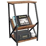 IRONCK Tall 3 Tier Side Table 22' L18 W34.2 H, Record Player Stand with Storage Wood Look Industrial...