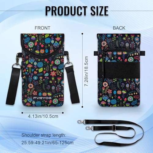 Image of Neoprene Phone Sleeve Pouch Case Bag for Men Women w /Crossbody Strap /Neck Lanyard for iPhone 17 /16 /15 /14 Pro Max, Samsung S25,Pixel 10