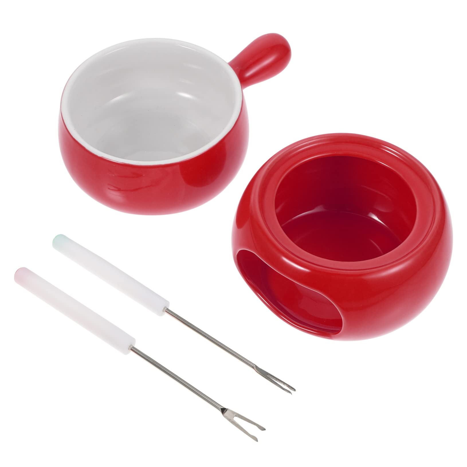 NAMOARLY Ceramic Cheese Melting Pot Set Porcelain Fondue Maker Chocolate Fondue Pot