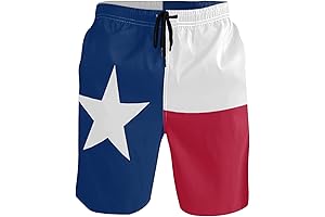 Texas Flag 3D Swim Trunks for Men Beach Board Shorts Mesh Lining...