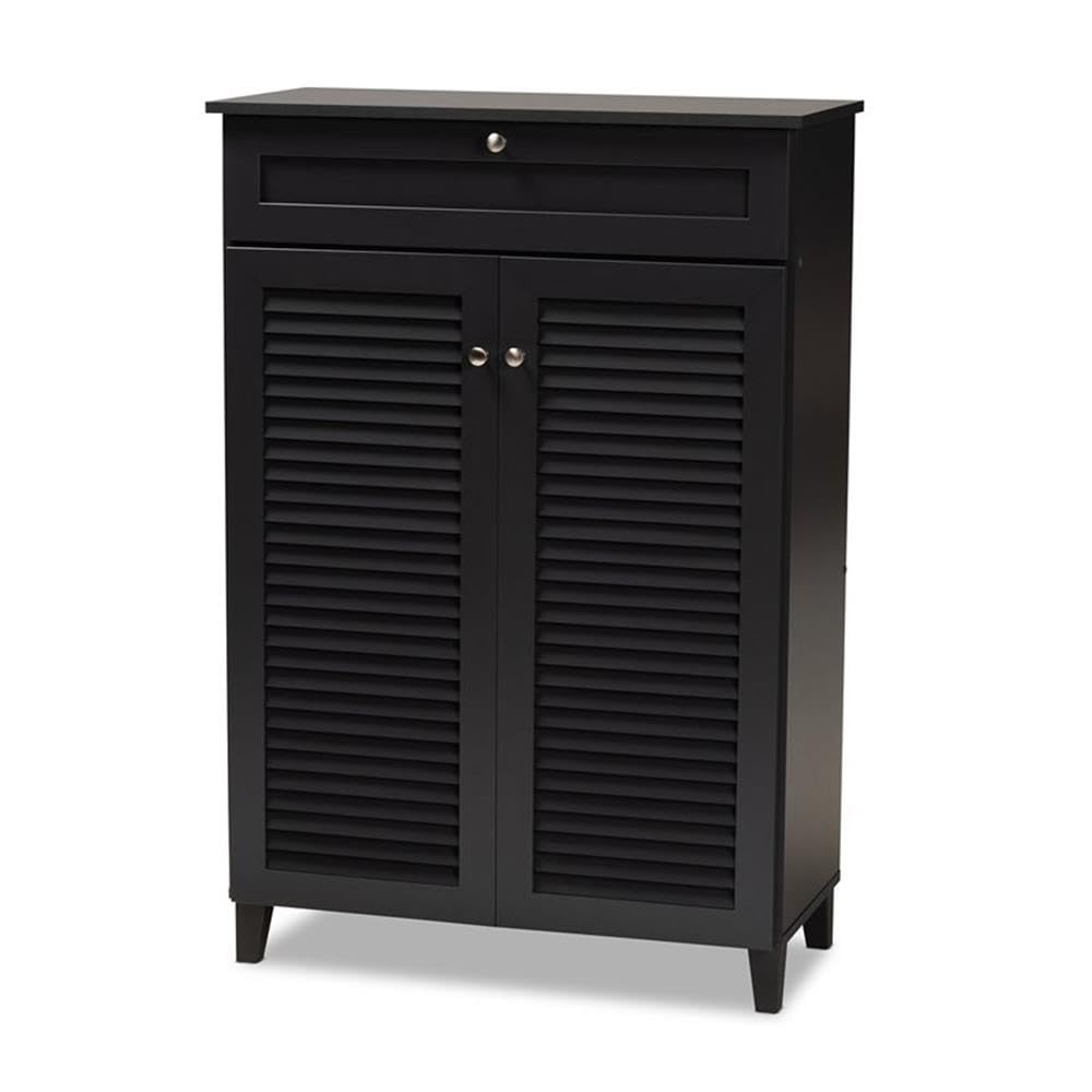 Baxton Studio Coolidge Wood 5-Shelf and Drawer Shoe Cabinet in Dark Gray