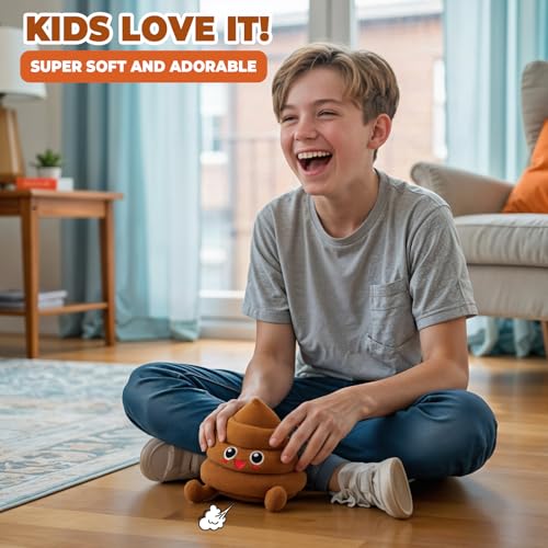 Funny Poop Plush Toy with 4 Fart Sounds – Fart Blaster Noise Maker – Realistic Fake Poop for Pranks, Jokes – Funny Gag Gift for Pets, Kids, Adults