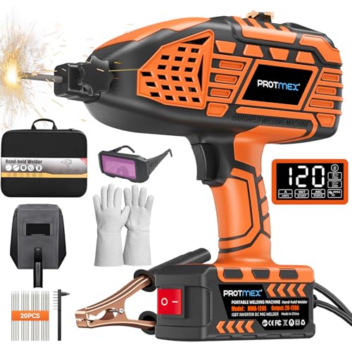Portable Handheld Machine- 110V Display Portable Welder Handheld IGBT Inverter with 5 Adjustable Currents, 20PCS Rods, ARC Welder Gun Fits 3/32