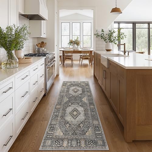 GENIMO 2x10 Non Slip Hallway Runner Rug, Machine Washable, Thin & Low Pile Lightweight for Kitchen, Laundry, Entryway, Bedroom & Living Room