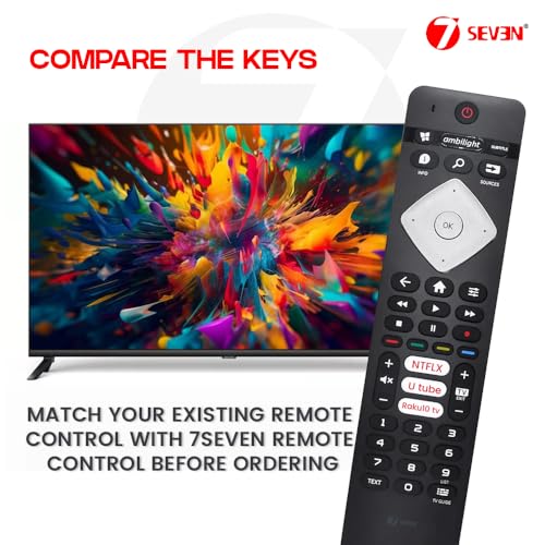 Image of 7SEVEN Compatible with Philips Tv Remote Original Suitable for Smart Android 4K Television with Hotkeys Like Netflix YouTube Rakuten TV and Ambilight