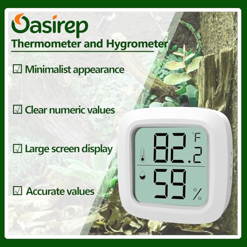 Image of Reptile Thermometer and Hygrometer - Fast Accurate LCD Digital Temp & Humidity Meter for Bearded Dragon Tank Accessories, Lizard, Snake, Turtle, Amphibians, Small Animal Habitat