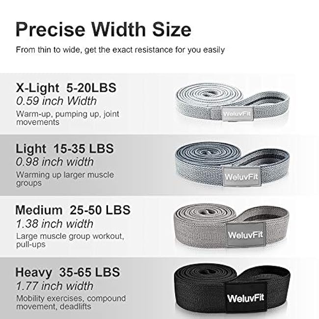 Long Resistance Bands, WeluvFit Workout Bands Resistance for Women and Men, Fitness Loop Booty Stretch Exercise Bands for Full Body Workout & Weight Training, Pull Up Assistance Bands for Home Gym