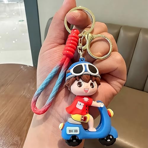 Image of Cute Cartoon Character Silicone 3D Key Chain with Strap Charm & Metal Hook, Merchandise Key Rings Gift for Kids Girls Boys Men & Women