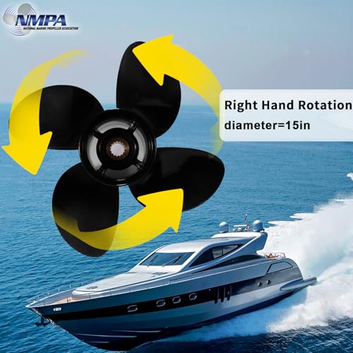Image of VIF OEM Upgrade 15x15 Aluminum Boat Propeller for Yamaha 150hp 175hp 200hp 220hp 225hp 250hp 300hp F150 F175 F200 F225 Outboard Engines,15 Tooth, 4 Blades, Rh