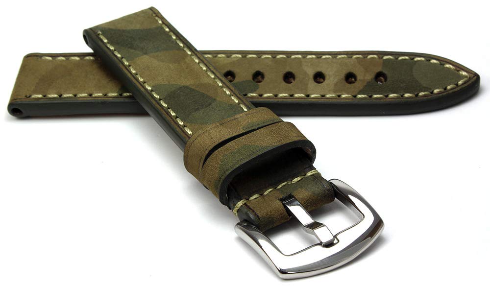 RIOSDouDouglas cowhide leather watch strap, handmade in Germany, robust camouflage,