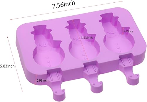 Miniatura 2 de Mini Skater Moldes de helado morados de silicona con tapa, moldes de paletas de 3 cavidades, moldes de paletas de bricolaje, herramientas de cocina