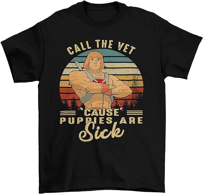 Ca@ll Th@e Ve@t Ca@u.s.e These Pu@p.p.i.e.s a@re S@i.c.k Vintage T-Shirt, Classic Movie Shirt, Funny T-Shirt Black