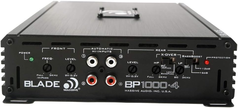 Nеw Dеаl Massive Audio BP1000.4V2 Blade Series. 1000 Watts. 2 Ohm Stable, Class A/B Monoblock Car Amplifier with Bass Boost