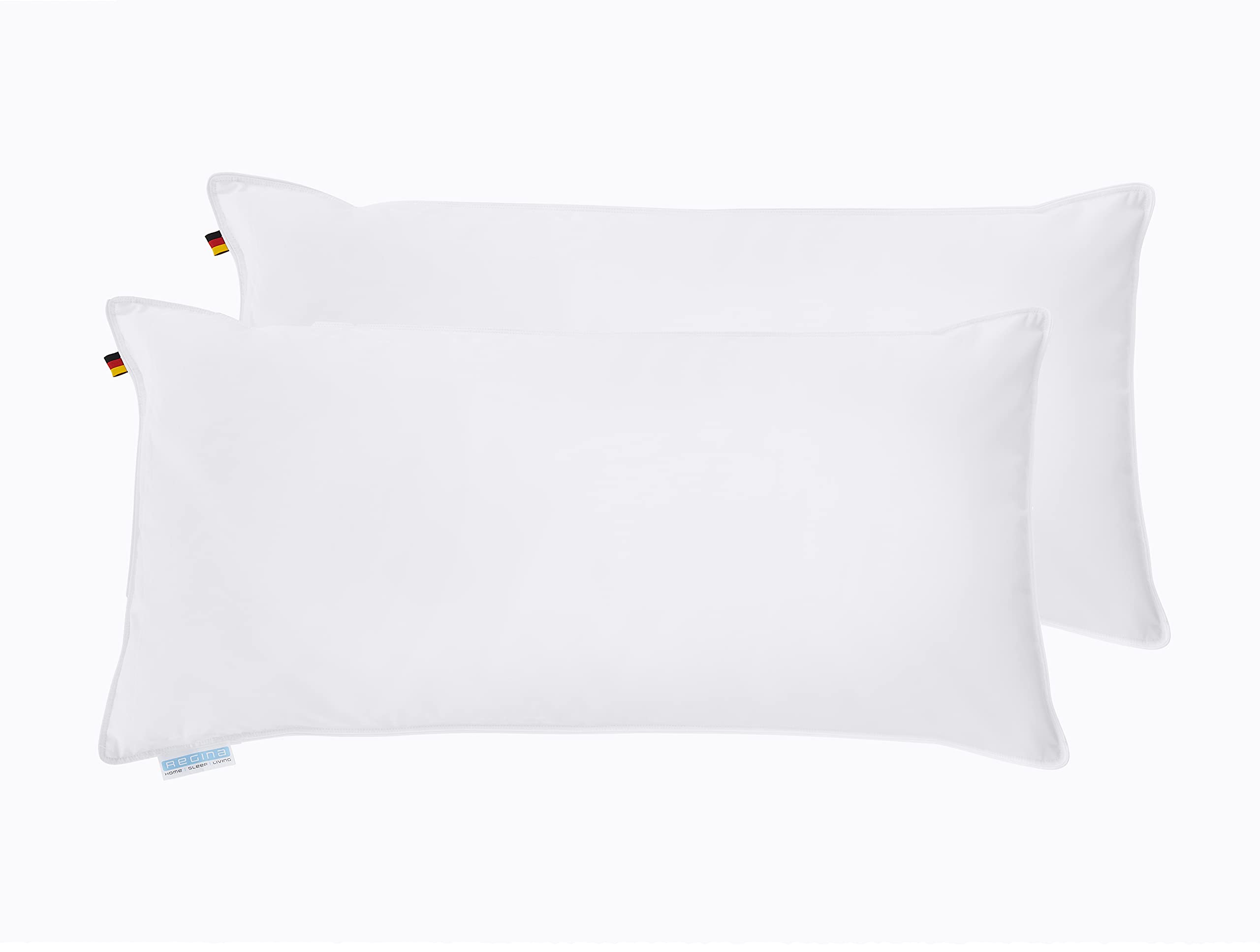 Regina - Almohada doble firme, 40 x 80 cm, 85% plumón, 15% plumón, 600 g