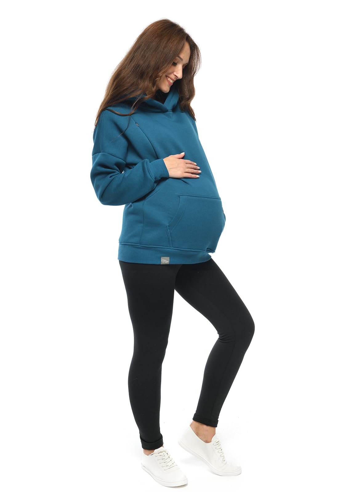 MijaCulture Moda ciążowa 2 w 1 sweter do karmienia i sweter ciążowy top do karmienia Molly M001 (M, petrol)