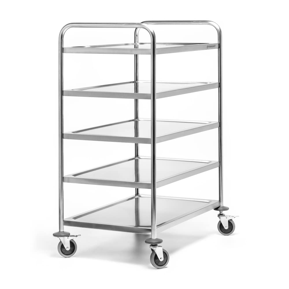 Servierwagen | Küchenwagen | 5 Etagen | bis 250 kg | Tablettabstand 27 cm | Edelstahl