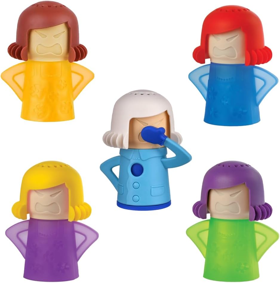 5 PCS Angry Mama Microwave Cleaner & Chilly Mama Fridge Deodoriser, High Temperature Steamer Cleaning Equipment Microwave Steam Cleaner, Kitchen Gadget Tools Quickly Removes Stains and Odors